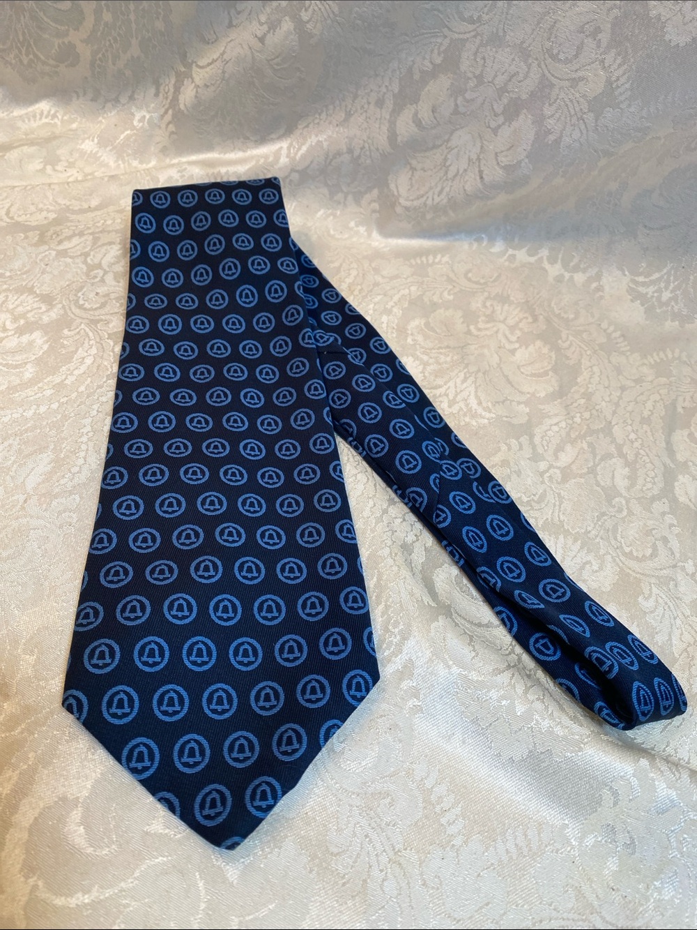 Vintage Southern Bell Classic Navy Blue Patterned Men's Tie